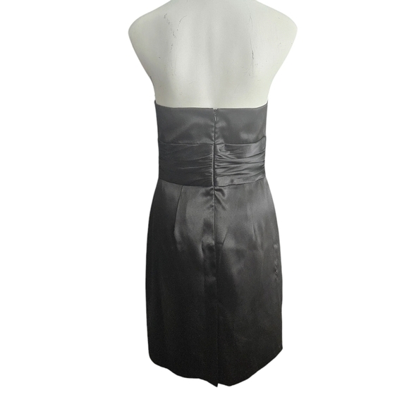 Davids Bridal Sz 8 Black Charmeuse Dress Ruched Waist & Pockets Whimsigoth - Picture 4 of 10